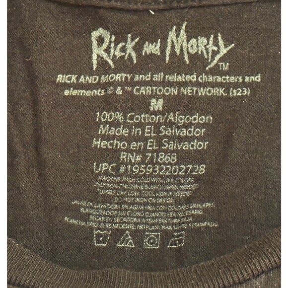 RICK and MORTY Short Sleeve Crew Neck T-Shirt Black Medium (SEE MEASUREMENTS) - Picture 4 of 5